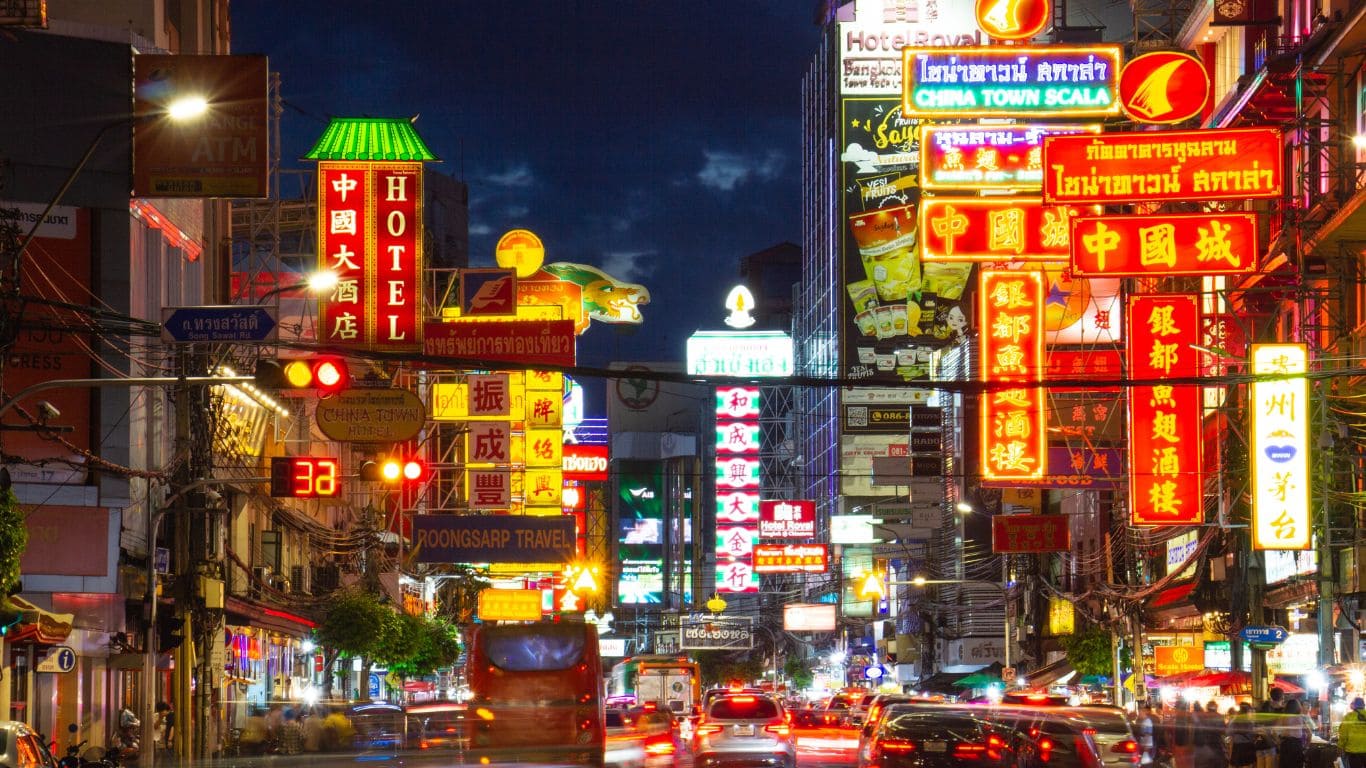 Barrio Chino de Bangkok por la noche