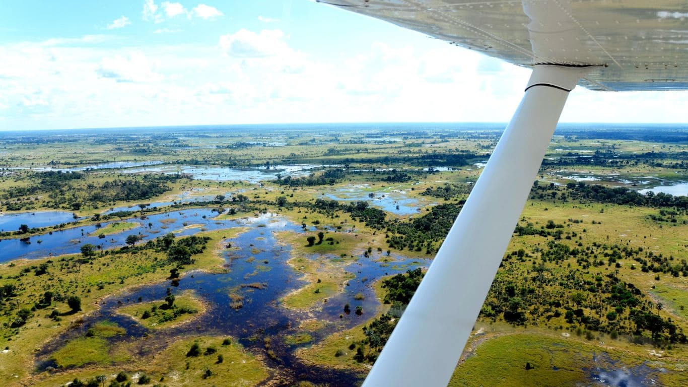vistas desde un vuelo del okavango