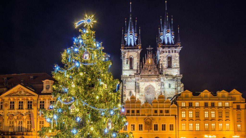 mercadillo navideño en el centro de praga